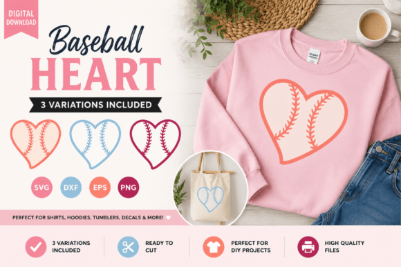 Baseball Love Heart SVG for Creative Projects