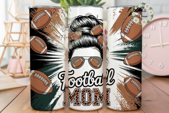 Football Mom Messy Bun 20oz Wrap PNG Review