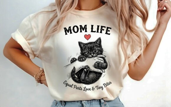 Mom Life Cat Mama T-shirt Design PNG Review